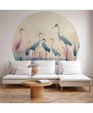 Apvalūs fototapetai - Paukščiai prie ežero