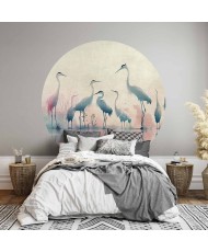 Apvalūs fototapetai - Paukščiai prie ežero