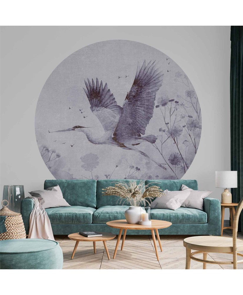 Apvalūs fototapetai - Didingas gervės skrydis