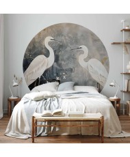 Apvalūs fototapetai - Garniai ir vyšnių žiedai