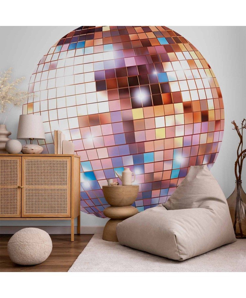 Apvalūs fototapetai - Rožinio aukso disko rutulys