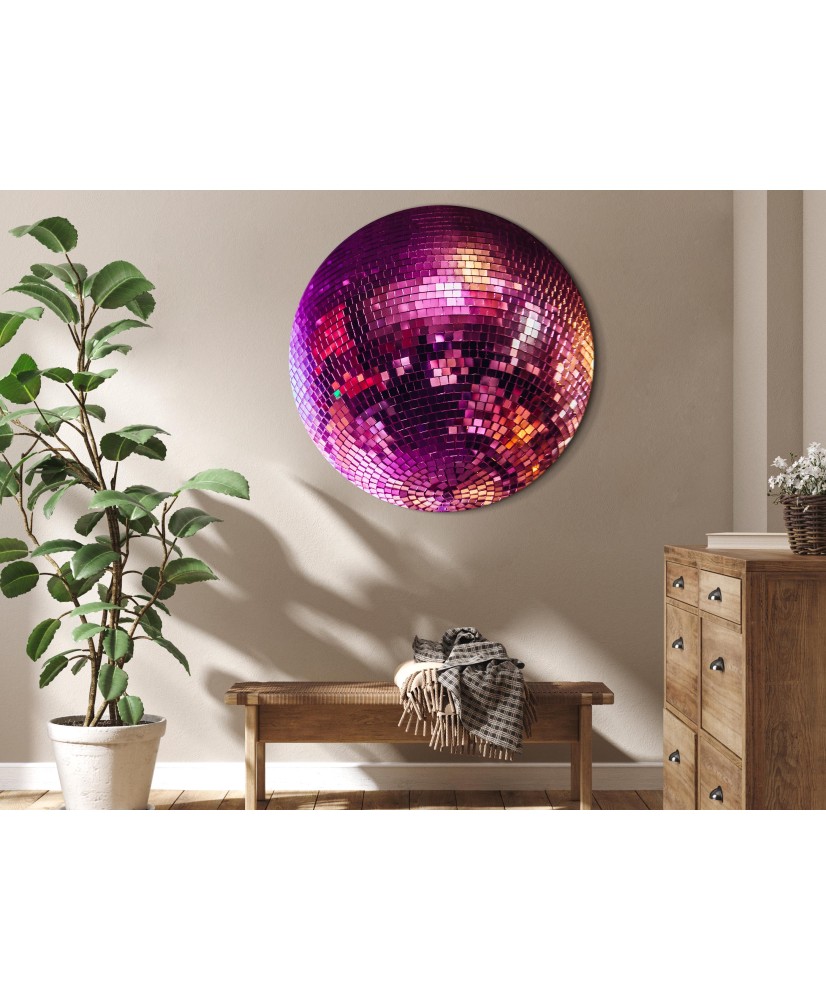 Apvalus paveikslas ant drobės - Magentos disko rutulys