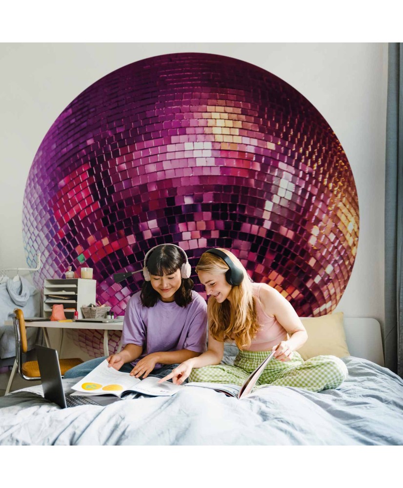 Apvalūs fototapetai - Magentos disko rutulys