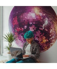 Apvalūs fototapetai - Magentos disko rutulys