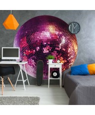 Apvalūs fototapetai - Magentos disko rutulys