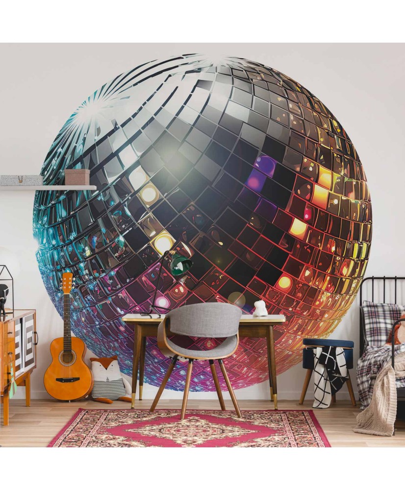 Apvalūs fototapetai - Sidabrinis disko rutulys