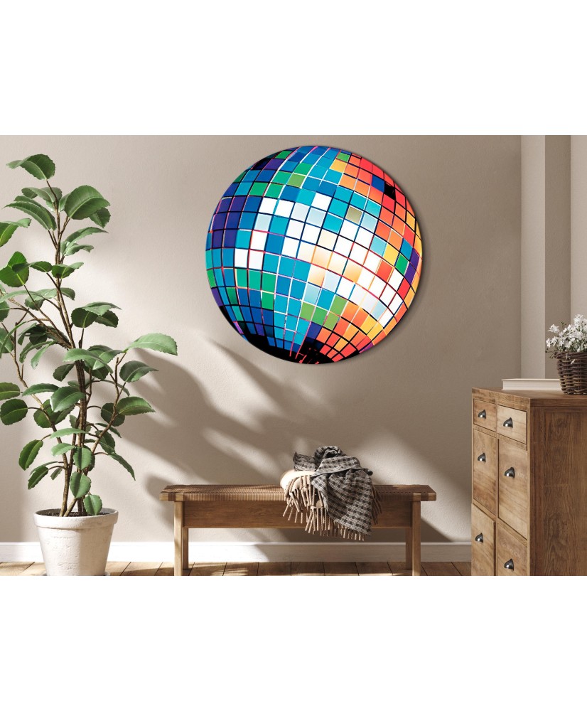 Apvalus paveikslas ant drobės - Mėlynas disko rutulys