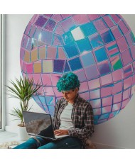 Apvalūs fototapetai - Rožinis disko rutulys