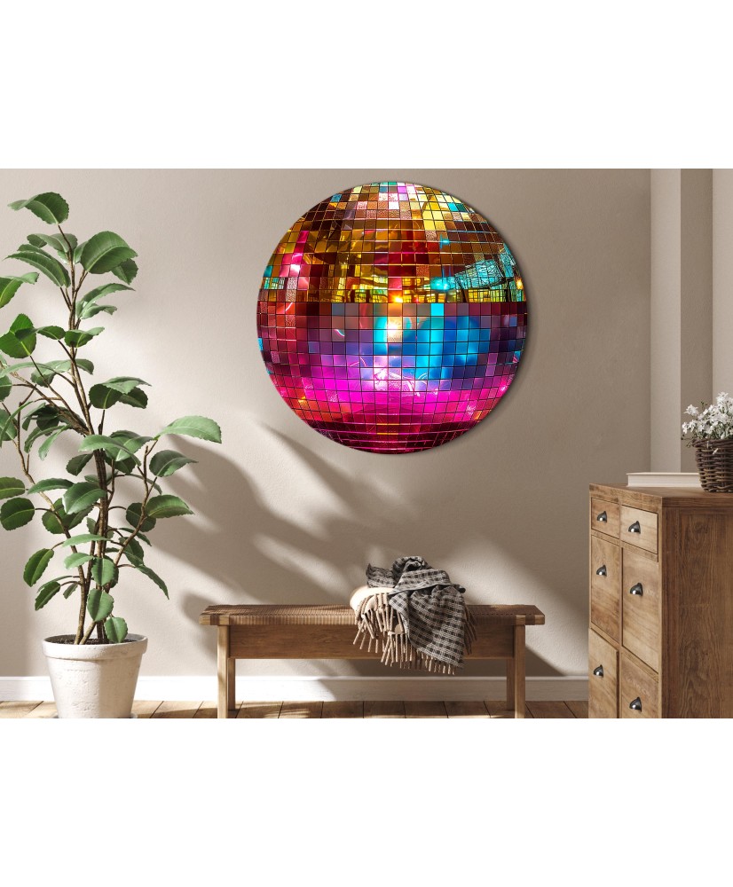 Apvalus paveikslas ant drobės - Auksinis disko rutulys