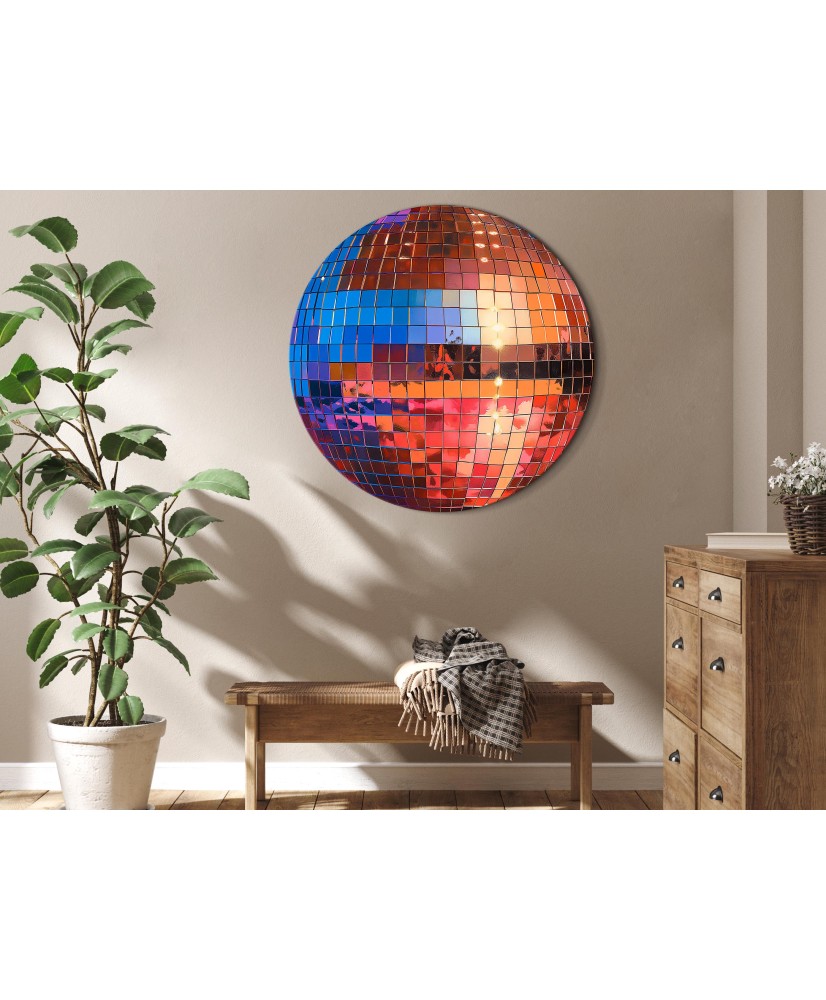 Apvalus paveikslas ant drobės - Sendinto aukso disko rutulys