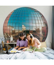 Apvalūs fototapetai - Platinos spalvos disko rutulys