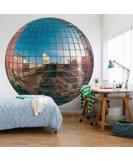 Apvalūs fototapetai - Platinos spalvos disko rutulys