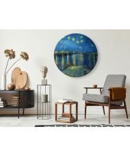 Apvalus paveikslas ant drobės - Vincent van Gogh Žvaigždėta naktis virš Ronos
