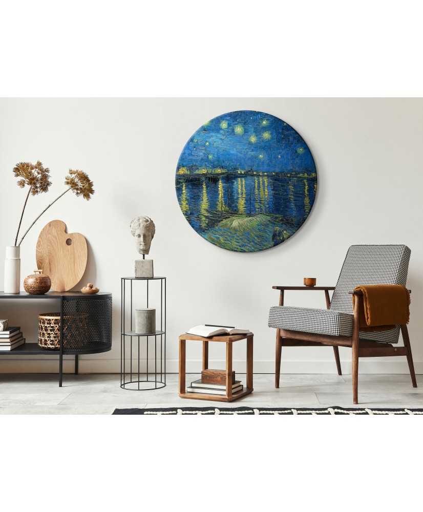 Apvalus paveikslas ant drobės - Vincent van Gogh Žvaigždėta naktis virš Ronos