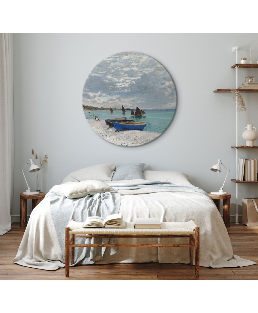 Apvalus paveikslas ant drobės - Claude Monet Sen Adreso paplūdimys