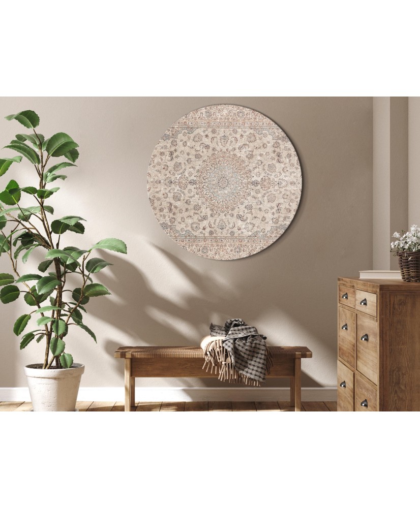 Apvalus paveikslas ant drobės - Smėlio spalvos persiškas kilimas