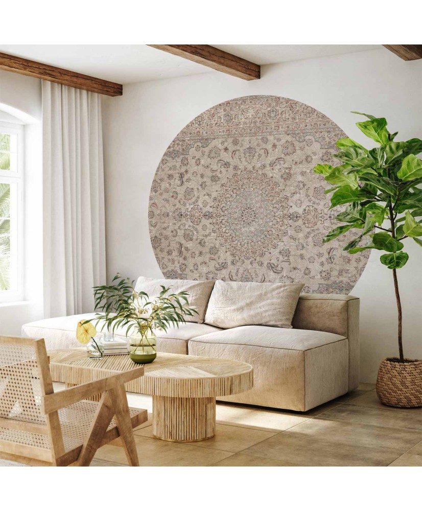 Apvalūs fototapetai - Smėlio spalvos persiškas kilimas