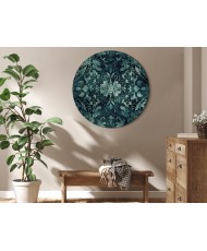 Apvalus paveikslas ant drobės - Rytietiškas kilimo raštas smaragdo tonais