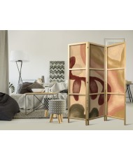 Japoniška kambario pertvara - Nusidėvėjusios figūros - Formos kalkinės tekstūros technika šiltomis spalvomis