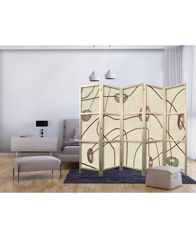 Japoniška kambario pertvara - Karoliukų labirintas - Minimalistinė abstrakcija ant sendinto fono