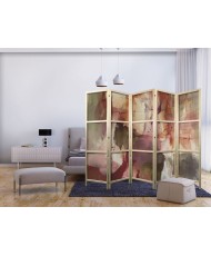 Japoniška kambario pertvara - Rožinė abstrakcija - Išsiliejusi akvarelė pavasarinėmis spalvomis