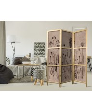 Japoniška kambario pertvara - Vintage augalai - Subtilios pievų gėlės kalkinės tekstūros fone