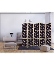 Japoniška kambario pertvara - Paukščiai tarp gėlių - Fazanai tarp bijūnų - violetinė