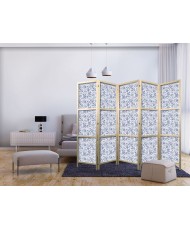 Japoniška kambario pertvara - Vintage iliustracija - Mėlynos gėlės baltame fone