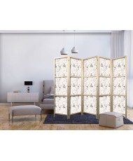 Japoniška kambario pertvara - Botaninė iliustracija - Gėlių ir žolelių piešinys smėliniai pilkais tonais