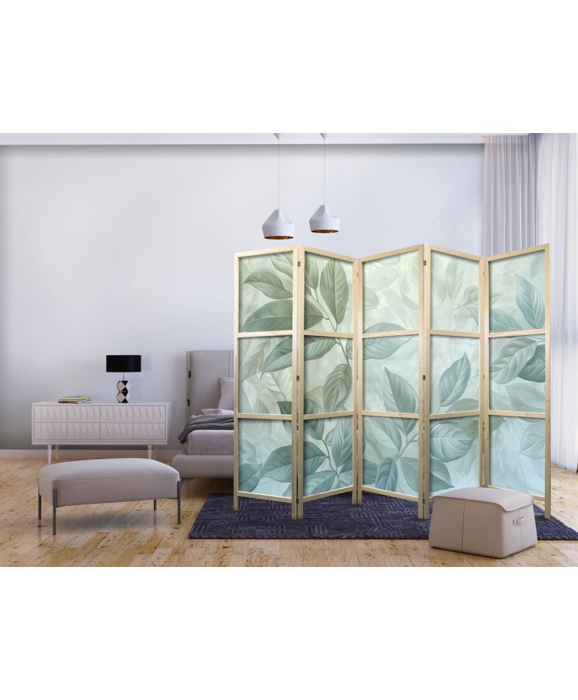 Japoniška kambario pertvara - Dideli lapai žalsvai mėtų atspalviais - botaninė kompozicija