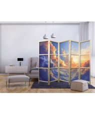 Japoniška kambario pertvara - Saulėlydis virš debesuotos jūros - spalvų simfonija