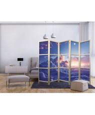 Japoniška kambario pertvara - Naktinis koncertas kalnuose - paskutinių saulės spindulių apšviesti debesys