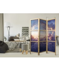 Japoniška kambario pertvara - Paslėpta saulė - auksinis dangus virš debesuotos jūros