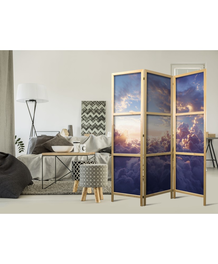 Japoniška kambario pertvara - Paslėpta saulė - auksinis dangus virš debesuotos jūros