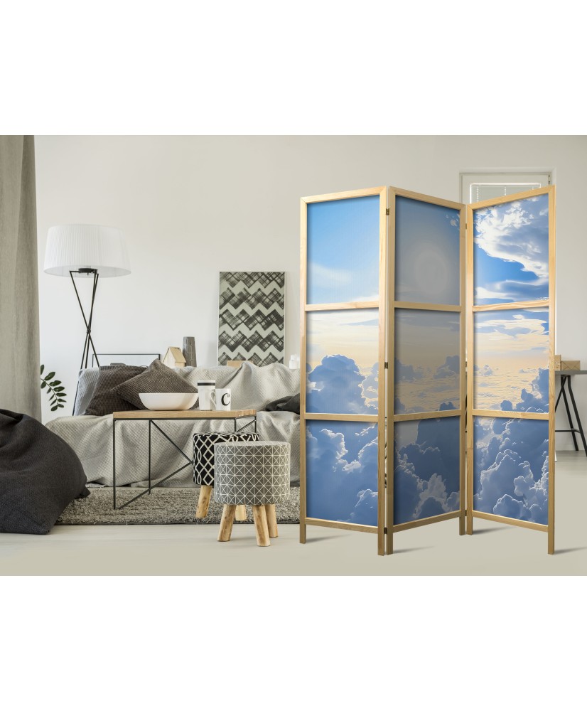 Japoniška kambario pertvara - Šviesos simfonija: saulė ir debesys kuria nuostabų dangų