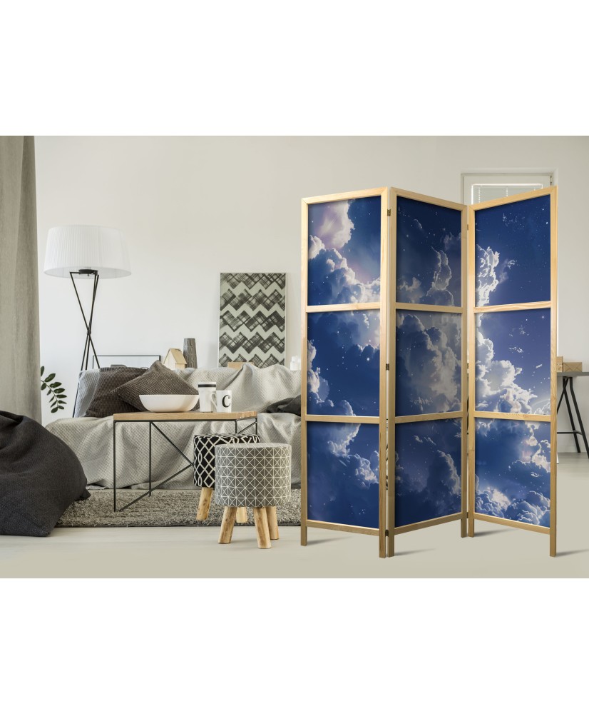 Japoniška kambario pertvara - Žvaigždėti debesys ir subtili šviesa dangaus kampelyje