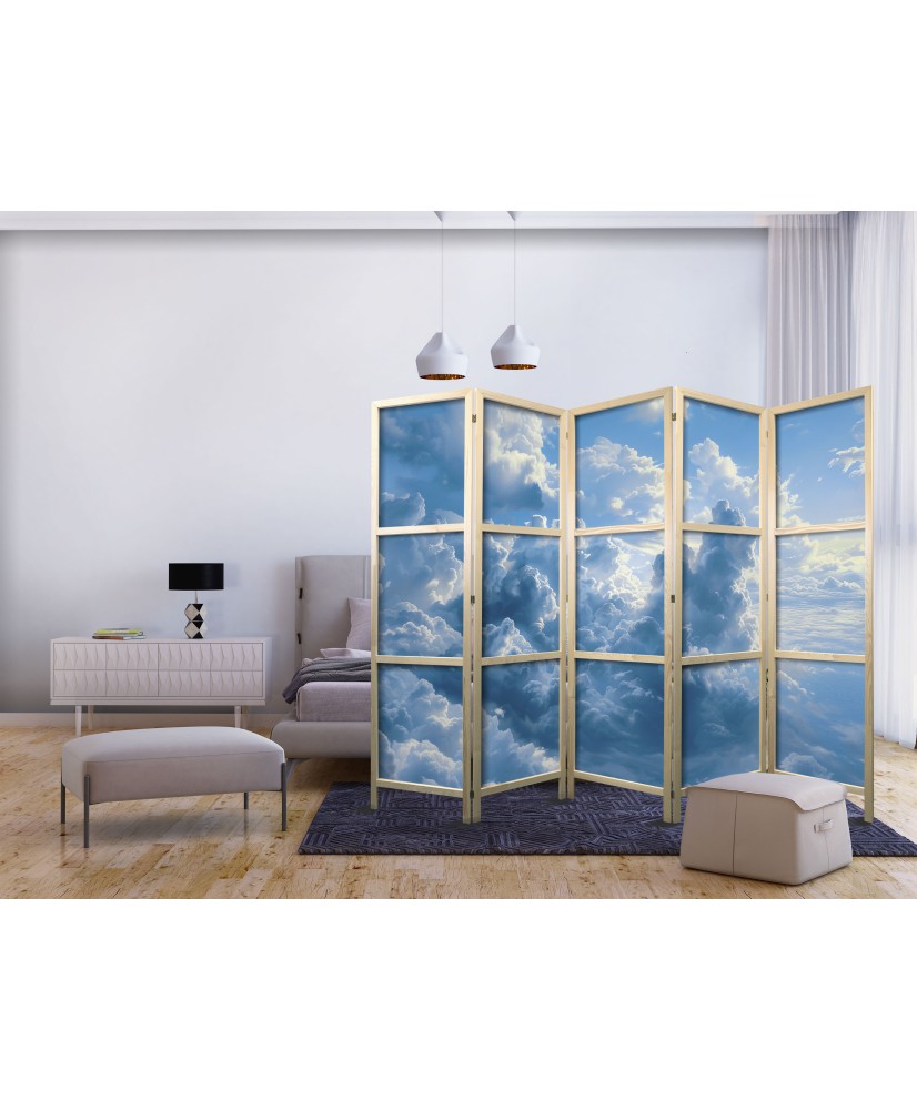 Japoniška kambario pertvara - Vandenynas ore: banguojantys debesys atspindi rytinę šviesą