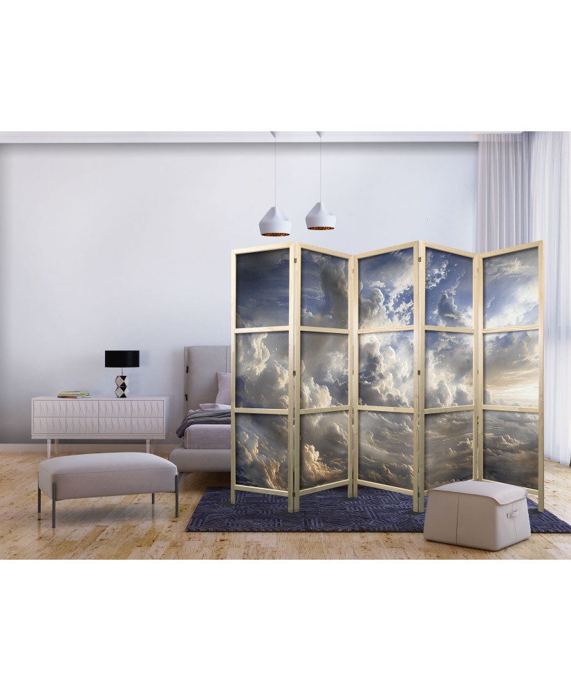 Japoniška kambario pertvara - Auksiniai atspindžiai debesyse pranašauja sutemą
