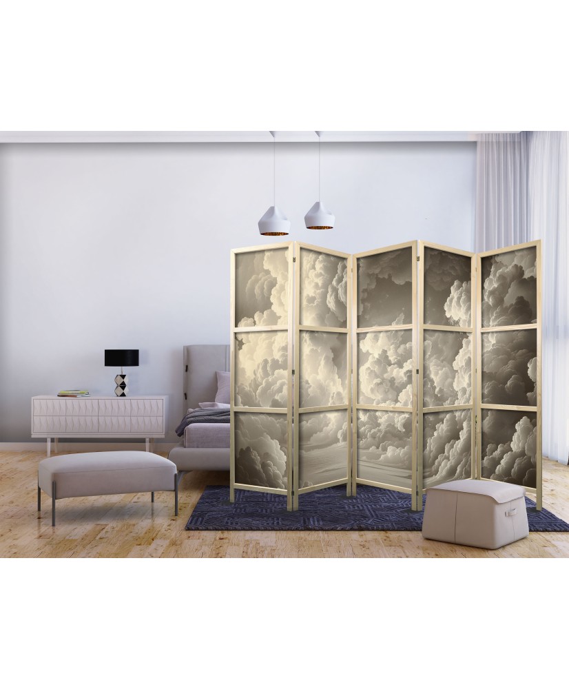 Japoniška kambario pertvara - Apšviestų debesų šnabždesys: švelnus šviesos žaismas dangaus teatre