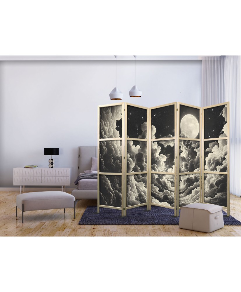 Japoniška kambario pertvara - Mėnulis ir žvaigždės dainuoja tarp didžiųjų debesų