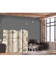 Pertvara - Labirintas su karoliukais - minimalistinė abstrakcija nusidėvėjusiame fone - 5 dalių