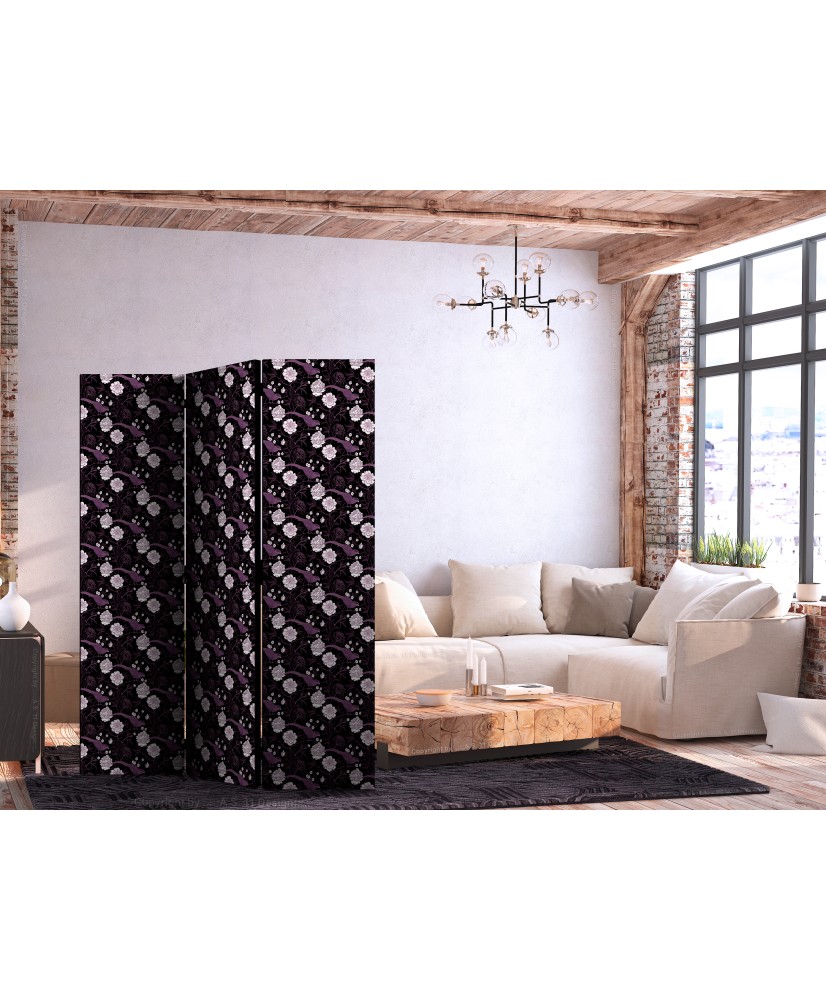 Pertvara - Paukščiai tarp gėlių - fazanai tarp bijūnų - violetinė - 3 dalių