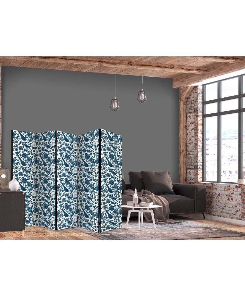 Pertvara - Rožių vijokliai - vienspalviai mėlyni paukščiai tarp rožių - 5 dalių