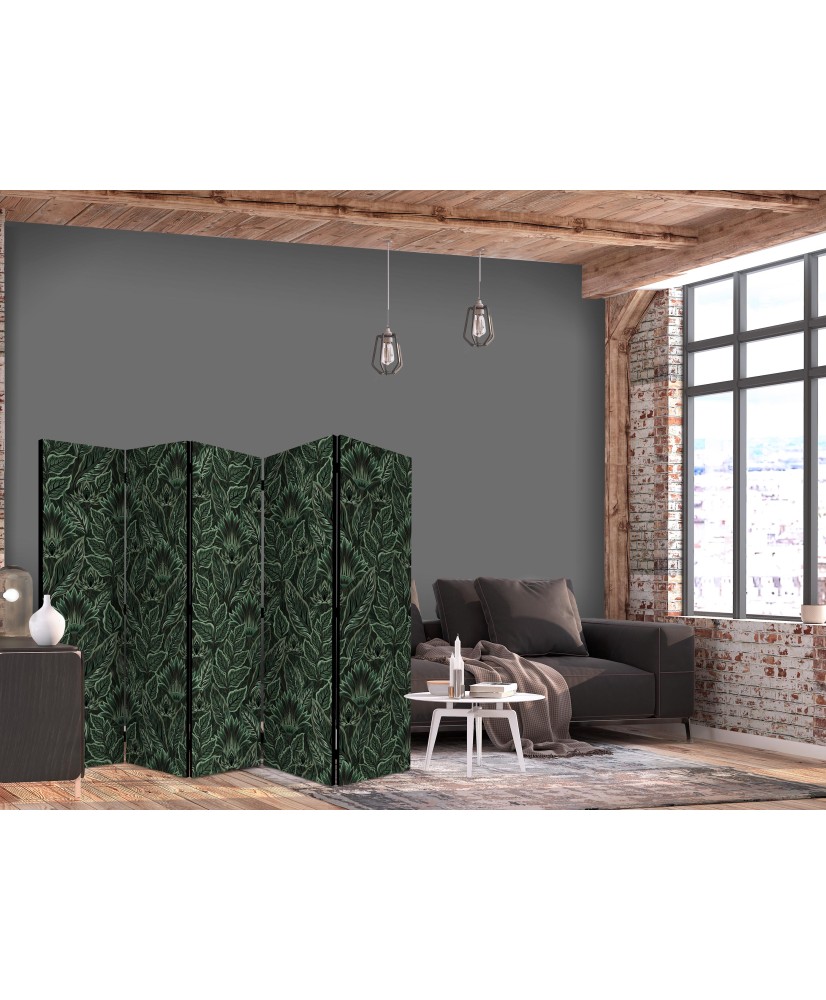 Pertvara - Tanki augmenija - botaninis raštas iliustraciniu stiliumi žalia - 5 dalių