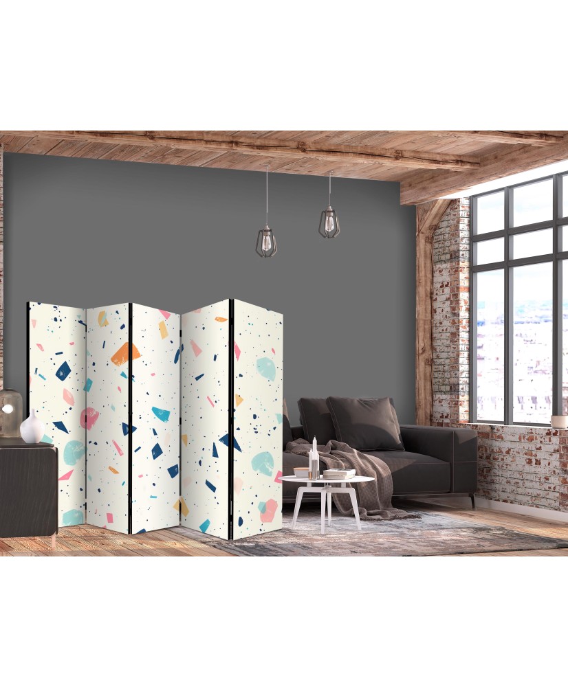 Pertvara - Teraco raštas - dideli spalvoti elementai šviesiame fone - 5 dalių