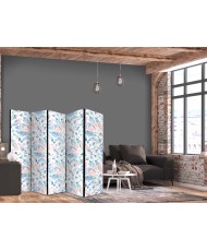 Pertvara - Minimalistinės žuvys - actekų stiliaus žuvys pasteliniuose tonuose baltame fone - 5 dalių