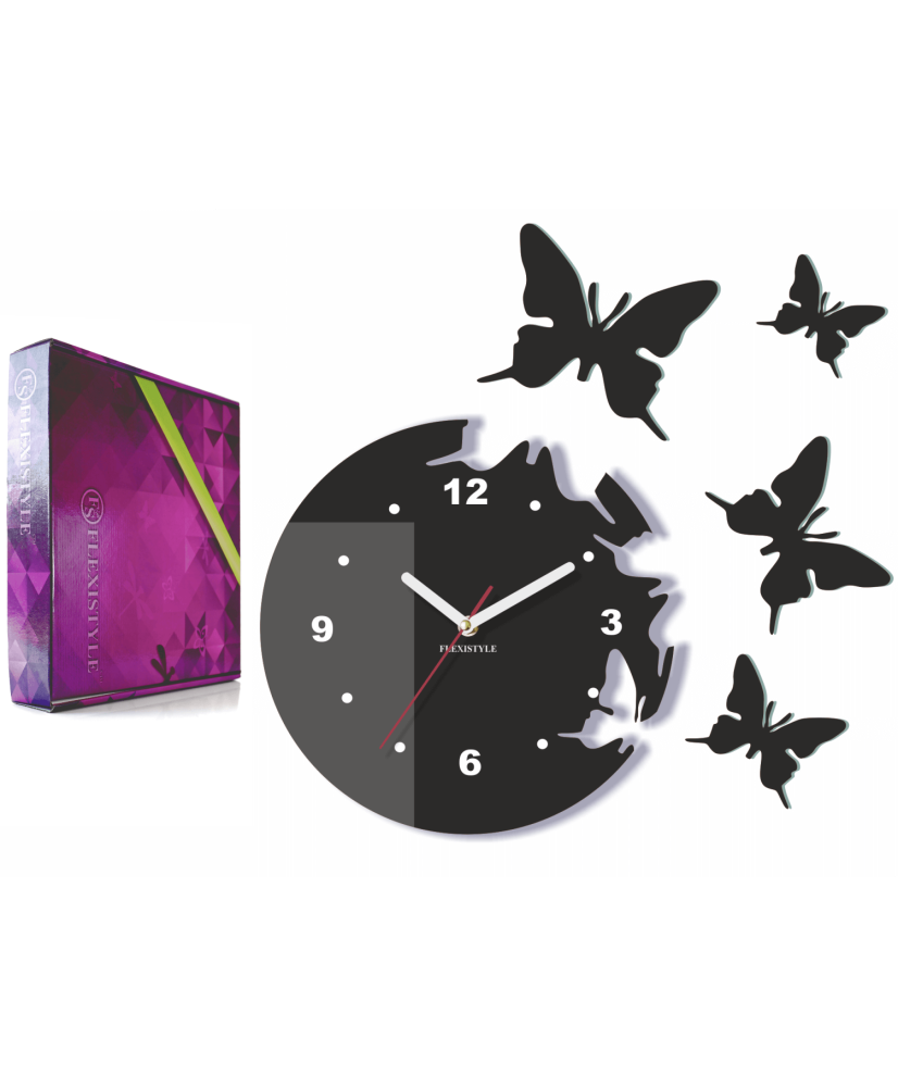 Sieninis laikrodis "Skrajojantys drugeliai. Apvalus su skaičiais"