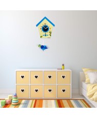 Sieninis laikrodis su švytuokle - Siūbuojantis paukštukas - mėlynas