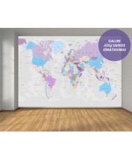 Fototapetai - Pasaulio žemėlapis. Pilkas