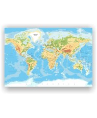 Kamštinis paveikslas - Geografinis pasaulio žemėlapis su smeigtukais. [Kamštinis žemėlapis]